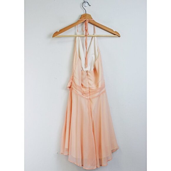 NBD Chiffon Halter Fit & Flare Mini Dress Pink S - Picture 5 of 7